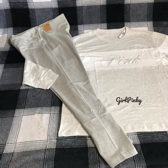 victoria secret PINK leggings OUTFIT WITH CAMPUS LONG SLEEVE TEE SIZES L-XXL - Picture 4 of 12